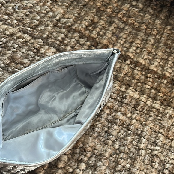 Steve Madden Vintage Silver Grommet Leather Clutch